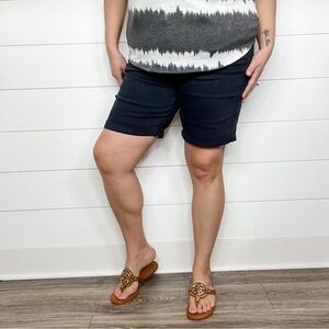Judy Blue Women's Navy Tummy Control Bermuda Stretch Shorts  |   Size:  3XL